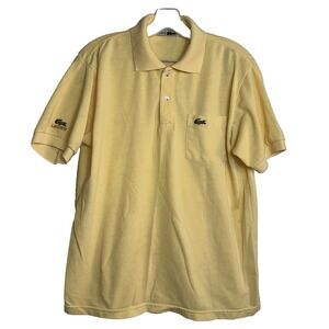 VINTAGE CHEMISE LACOSTE Polo Shirt Men's Size XL Yellow Pique Logos 90s Preppy